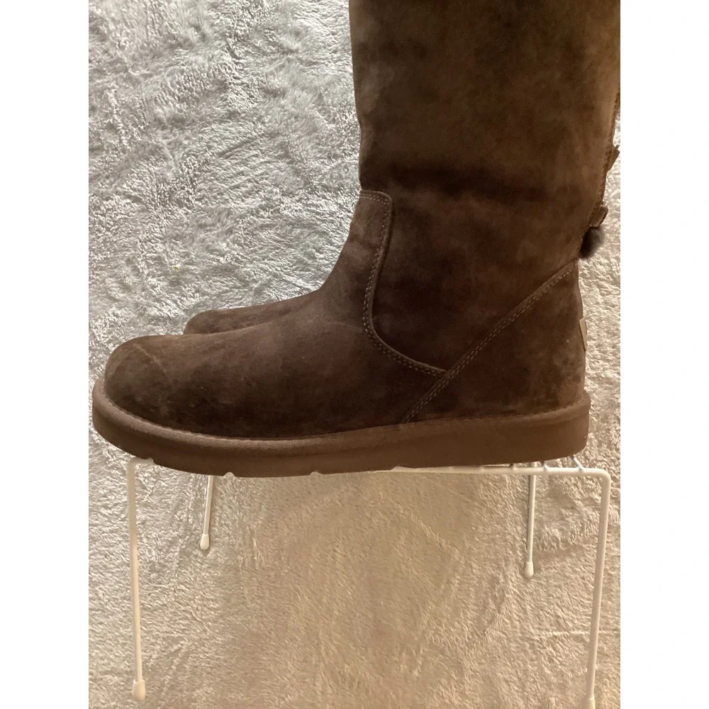 UGG Tall Suede Lace Up Back Boots Chocolate Brown Women's Size‎ 7